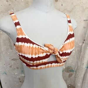 Aerie Tie Dye Scoop Tie Front Keyhole Bikini Top